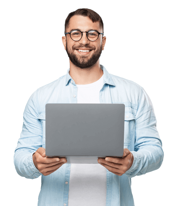 person holding laptop